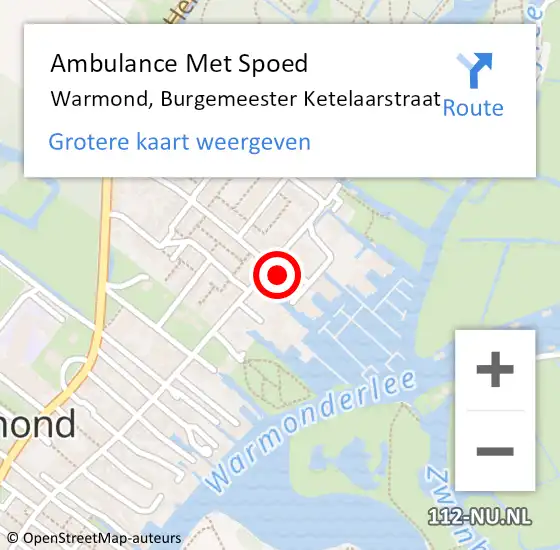 Locatie op kaart van de 112 melding: Ambulance Met Spoed Naar Warmond, Burgemeester Ketelaarstraat op 7 mei 2024 16:43