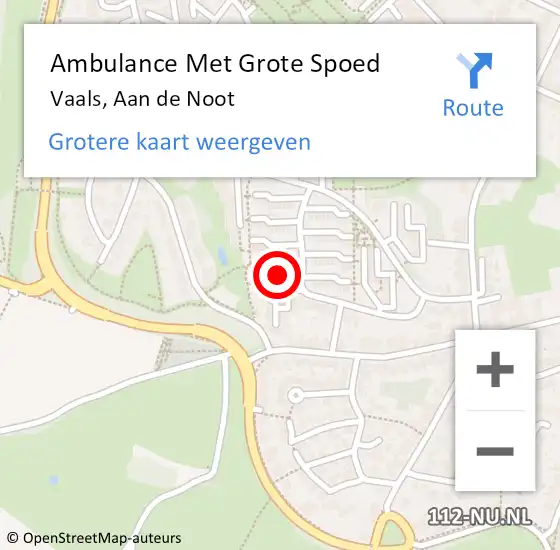 Locatie op kaart van de 112 melding: Ambulance Met Grote Spoed Naar Vaals, Aan de Noot op 5 oktober 2014 01:38