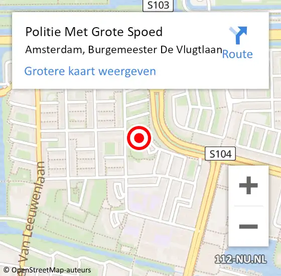 Locatie op kaart van de 112 melding: Politie Met Grote Spoed Naar Amsterdam, Burgemeester De Vlugtlaan op 7 mei 2024 17:02