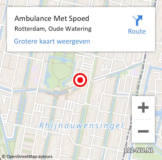 Locatie op kaart van de 112 melding: Ambulance Met Spoed Naar Rotterdam, Oude Watering op 7 mei 2024 17:06