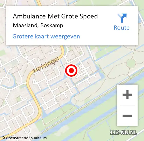 Locatie op kaart van de 112 melding: Ambulance Met Grote Spoed Naar Maasland, Boskamp op 7 mei 2024 17:17