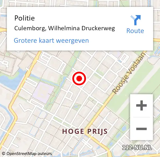 Locatie op kaart van de 112 melding: Politie Culemborg, Wilhelmina Druckerweg op 7 mei 2024 17:29