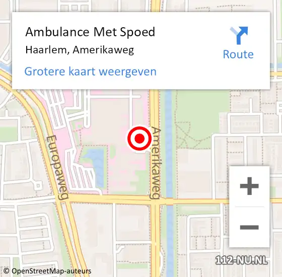 Locatie op kaart van de 112 melding: Ambulance Met Spoed Naar Haarlem, Amerikaweg op 7 mei 2024 17:44