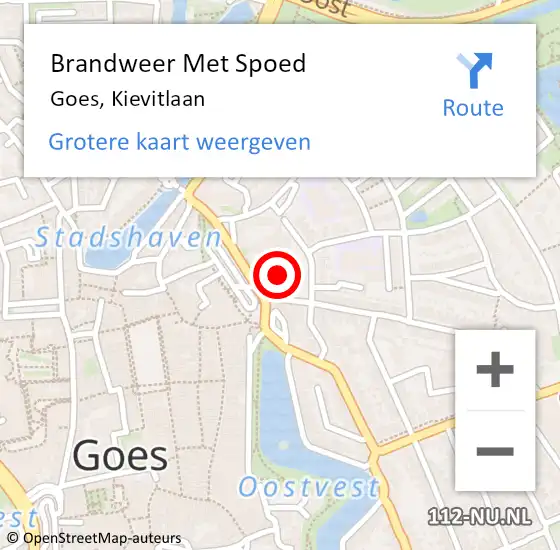 Locatie op kaart van de 112 melding: Brandweer Met Spoed Naar Goes, Kievitlaan op 7 mei 2024 17:49