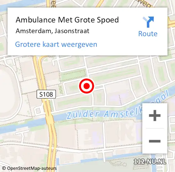 Locatie op kaart van de 112 melding: Ambulance Met Grote Spoed Naar Amsterdam, Jasonstraat op 7 mei 2024 17:58