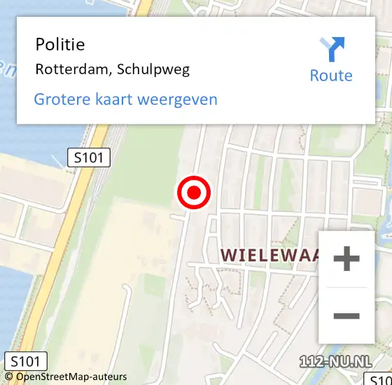 Locatie op kaart van de 112 melding: Politie Rotterdam, Schulpweg op 7 mei 2024 17:58