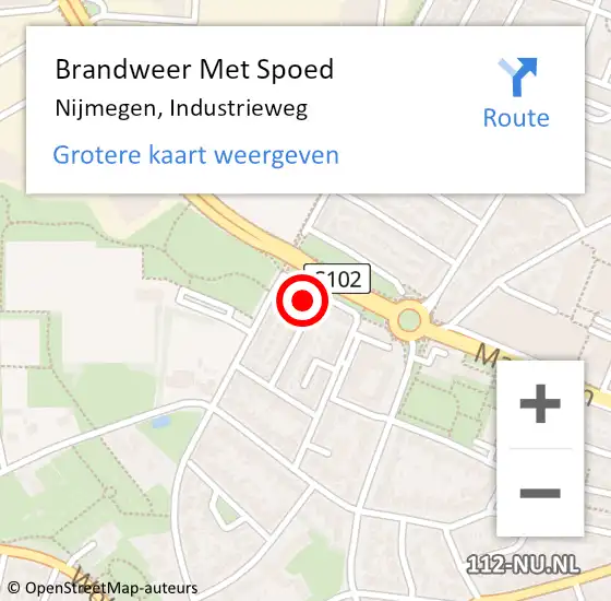 Locatie op kaart van de 112 melding: Brandweer Met Spoed Naar Nijmegen, Industrieweg op 7 mei 2024 17:58