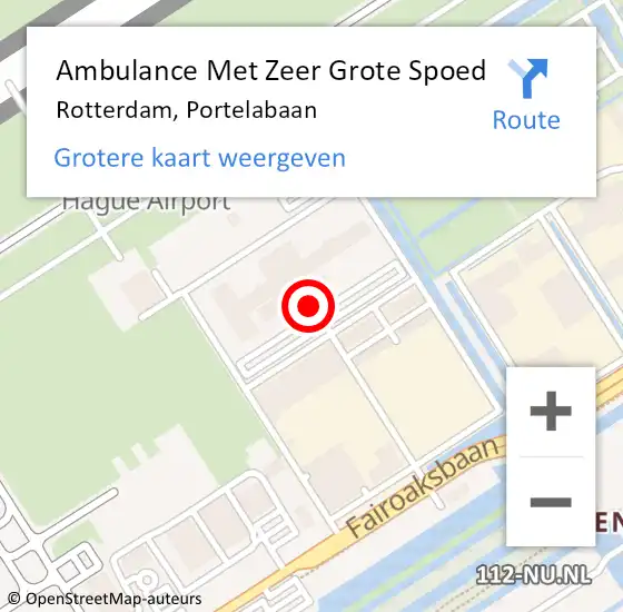Locatie op kaart van de 112 melding: Ambulance Met Zeer Grote Spoed Naar Rotterdam, Portelabaan op 7 mei 2024 17:59