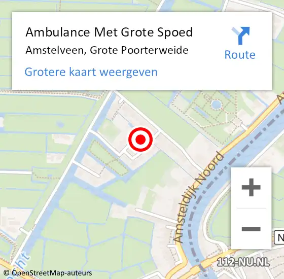 Locatie op kaart van de 112 melding: Ambulance Met Grote Spoed Naar Amstelveen, Grote Poorterweide op 7 mei 2024 18:01