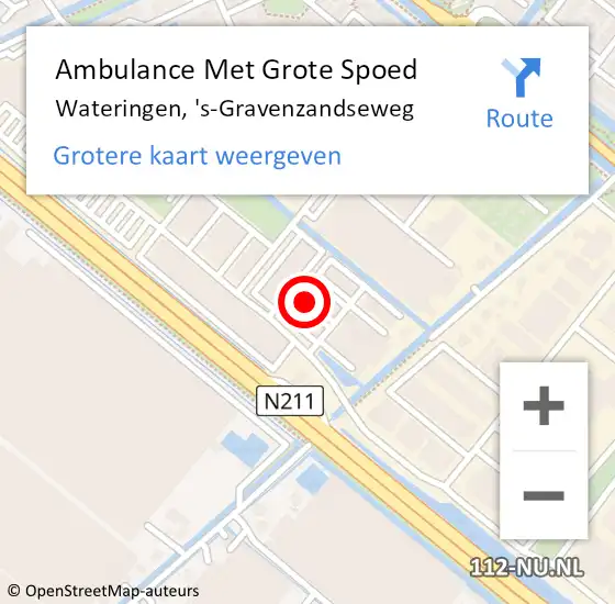 Locatie op kaart van de 112 melding: Ambulance Met Grote Spoed Naar Wateringen, 's-Gravenzandseweg op 7 mei 2024 18:07