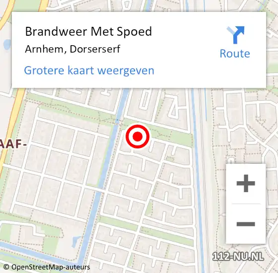 Locatie op kaart van de 112 melding: Brandweer Met Spoed Naar Arnhem, Dorserserf op 7 mei 2024 18:21