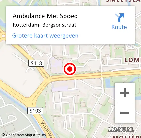 Locatie op kaart van de 112 melding: Ambulance Met Spoed Naar Rotterdam, Bergsonstraat op 7 mei 2024 18:40