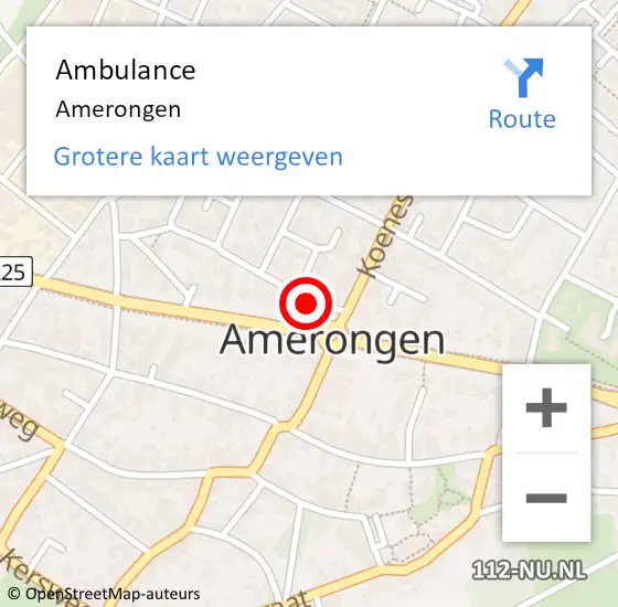 Locatie op kaart van de 112 melding: Ambulance Amerongen op 7 mei 2024 18:41