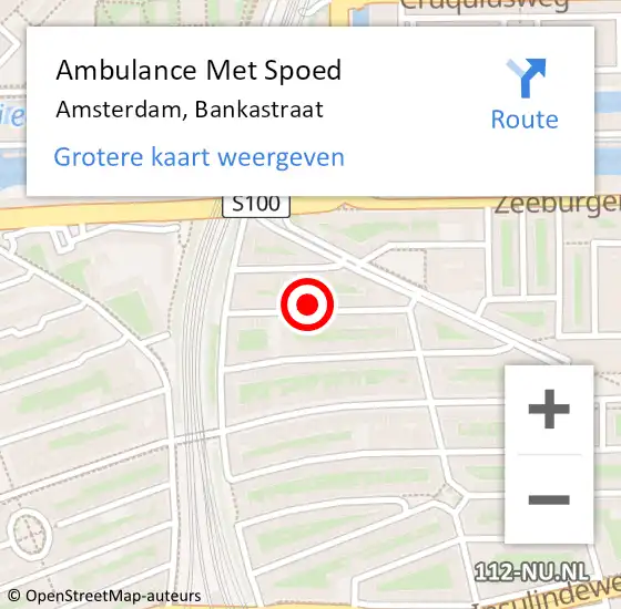 Locatie op kaart van de 112 melding: Ambulance Met Spoed Naar Amsterdam, Bankastraat op 7 mei 2024 18:45