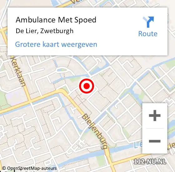 Locatie op kaart van de 112 melding: Ambulance Met Spoed Naar De Lier, Zwetburgh op 7 mei 2024 18:49