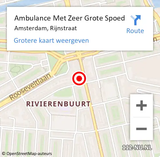 Locatie op kaart van de 112 melding: Ambulance Met Zeer Grote Spoed Naar Amsterdam, Rijnstraat op 7 mei 2024 18:56
