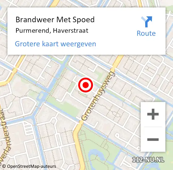 Locatie op kaart van de 112 melding: Brandweer Met Spoed Naar Purmerend, Haverstraat op 7 mei 2024 19:08