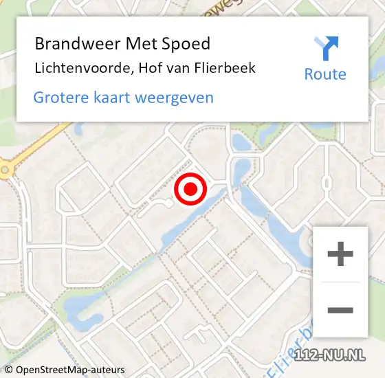Locatie op kaart van de 112 melding: Brandweer Met Spoed Naar Lichtenvoorde, Hof van Flierbeek op 7 mei 2024 19:11