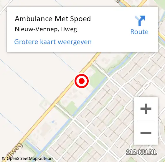 Locatie op kaart van de 112 melding: Ambulance Met Spoed Naar Nieuw-Vennep, IJweg op 7 mei 2024 19:24