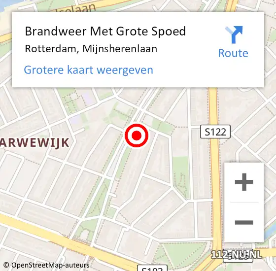 Locatie op kaart van de 112 melding: Brandweer Met Grote Spoed Naar Rotterdam, Mijnsherenlaan op 7 mei 2024 19:27