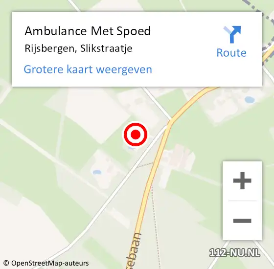 Locatie op kaart van de 112 melding: Ambulance Met Spoed Naar Rijsbergen, Slikstraatje op 5 oktober 2014 02:09