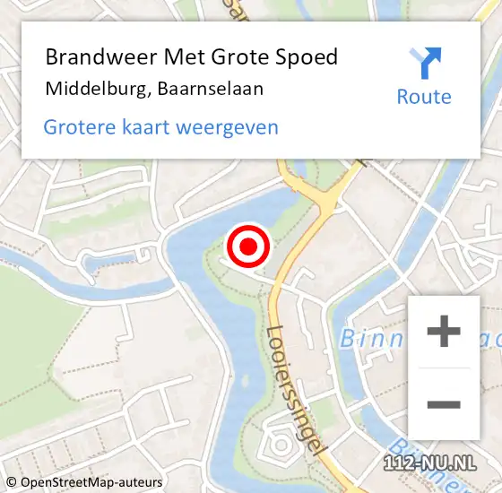 Locatie op kaart van de 112 melding: Brandweer Met Grote Spoed Naar Middelburg, Baarnselaan op 7 mei 2024 19:31