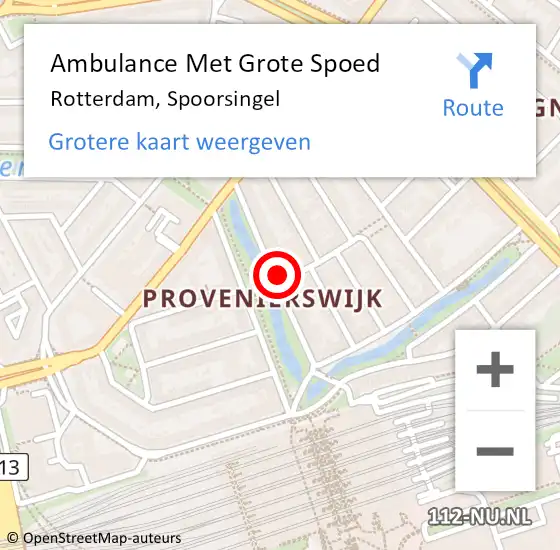 Locatie op kaart van de 112 melding: Ambulance Met Grote Spoed Naar Rotterdam, Spoorsingel op 7 mei 2024 19:45