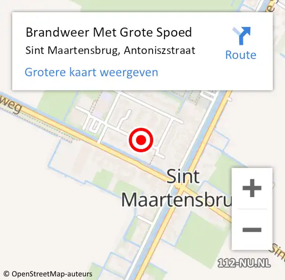 Locatie op kaart van de 112 melding: Brandweer Met Grote Spoed Naar Sint Maartensbrug, Antoniszstraat op 5 oktober 2014 02:11