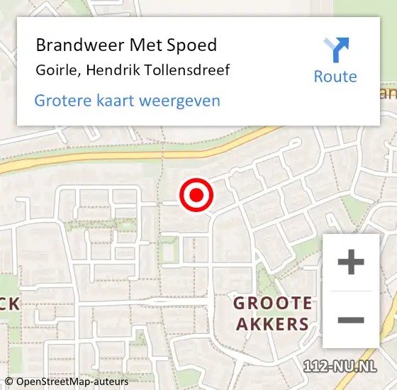 Locatie op kaart van de 112 melding: Brandweer Met Spoed Naar Goirle, Hendrik Tollensdreef op 7 mei 2024 20:26