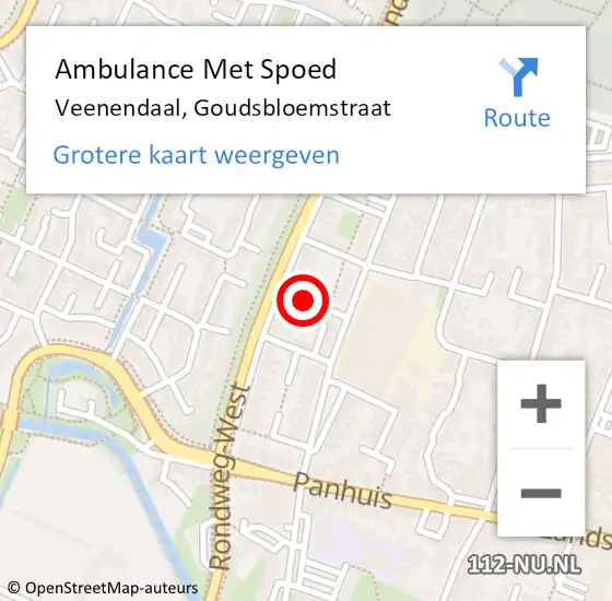 Locatie op kaart van de 112 melding: Ambulance Met Spoed Naar Veenendaal, Goudsbloemstraat op 5 oktober 2014 02:17