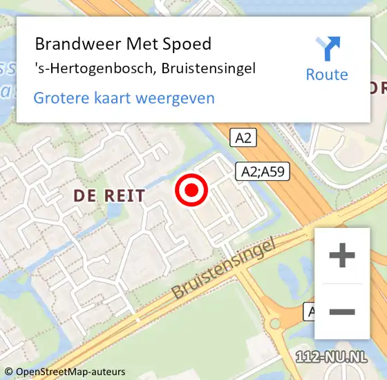 Locatie op kaart van de 112 melding: Brandweer Met Spoed Naar 's-Hertogenbosch, Bruistensingel op 7 mei 2024 20:33