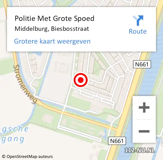 Locatie op kaart van de 112 melding: Politie Met Grote Spoed Naar Middelburg, Biesbosstraat op 7 mei 2024 20:39