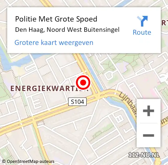 Locatie op kaart van de 112 melding: Politie Met Grote Spoed Naar Den Haag, Noord West Buitensingel op 7 mei 2024 20:54
