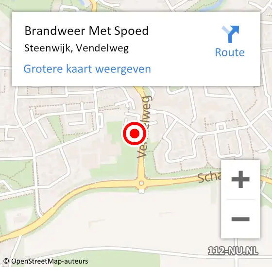 Locatie op kaart van de 112 melding: Brandweer Met Spoed Naar Steenwijk, Vendelweg op 7 mei 2024 21:05
