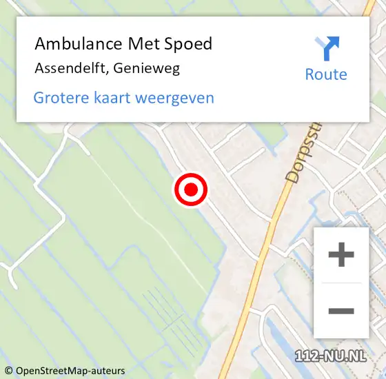Locatie op kaart van de 112 melding: Ambulance Met Spoed Naar Assendelft, Genieweg op 7 mei 2024 21:14