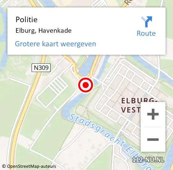 Locatie op kaart van de 112 melding: Politie Elburg, Havenkade op 7 mei 2024 21:25