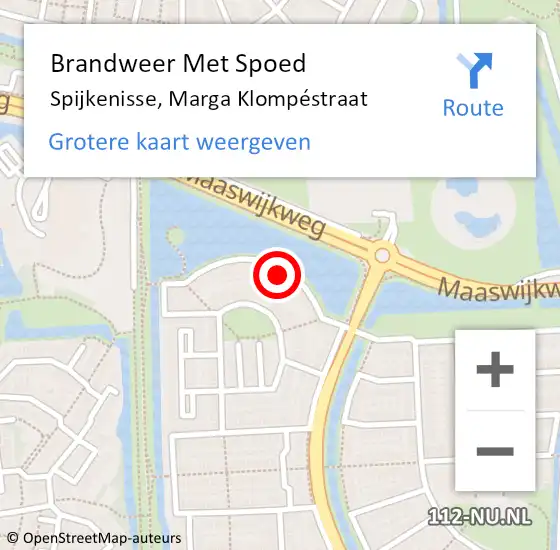 Locatie op kaart van de 112 melding: Brandweer Met Spoed Naar Spijkenisse, Marga Klompéstraat op 7 mei 2024 21:41