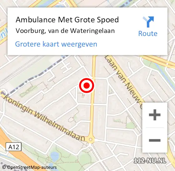 Locatie op kaart van de 112 melding: Ambulance Met Grote Spoed Naar Voorburg, van de Wateringelaan op 7 mei 2024 22:06