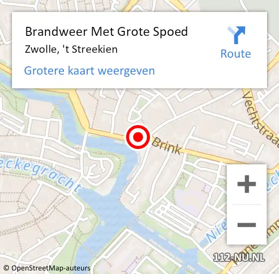 Locatie op kaart van de 112 melding: Brandweer Met Grote Spoed Naar Zwolle, 't Streekien op 7 mei 2024 22:07