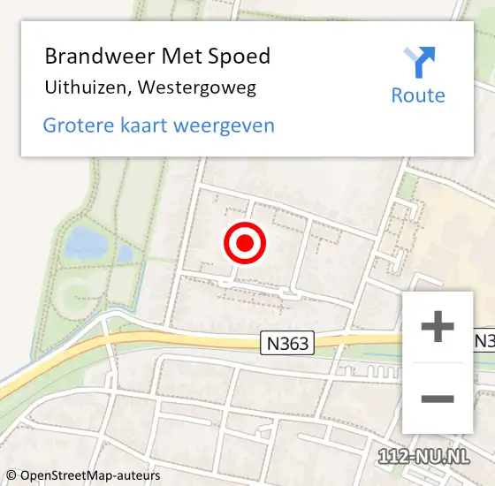 Locatie op kaart van de 112 melding: Brandweer Met Spoed Naar Uithuizen, Westergoweg op 7 mei 2024 22:23