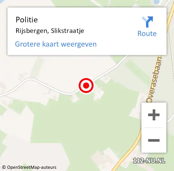 Locatie op kaart van de 112 melding: Politie Rijsbergen, Slikstraatje op 5 oktober 2014 02:38