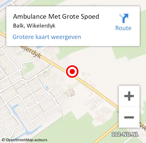 Locatie op kaart van de 112 melding: Ambulance Met Grote Spoed Naar Balk, Wikelerdyk op 7 mei 2024 22:51