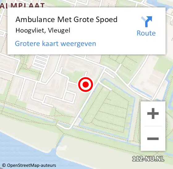 Locatie op kaart van de 112 melding: Ambulance Met Grote Spoed Naar Hoogvliet, Vleugel op 7 mei 2024 22:57