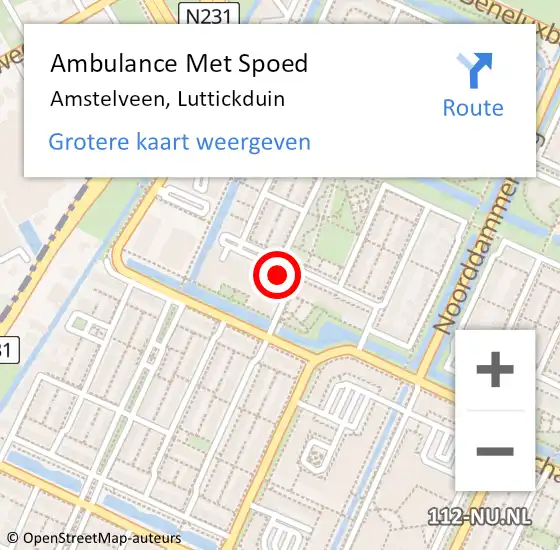 Locatie op kaart van de 112 melding: Ambulance Met Spoed Naar Amstelveen, Luttickduin op 7 mei 2024 23:04