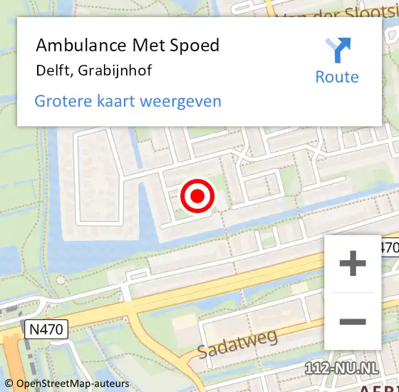 Locatie op kaart van de 112 melding: Ambulance Met Spoed Naar Delft, Grabijnhof op 7 mei 2024 23:08