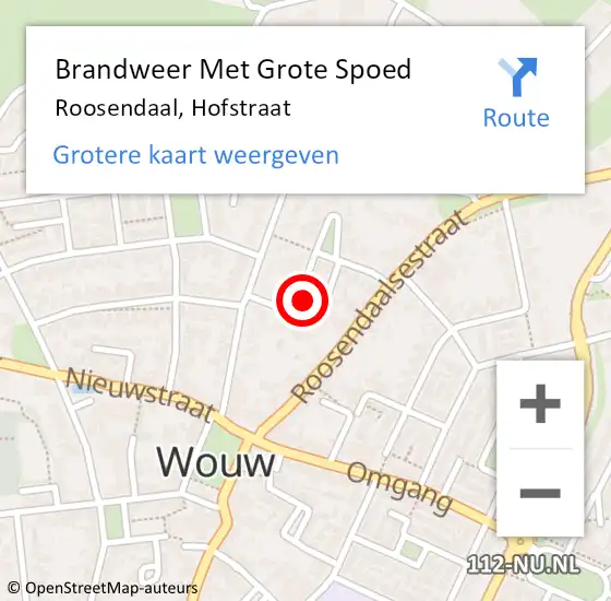 Locatie op kaart van de 112 melding: Brandweer Met Grote Spoed Naar Roosendaal, Hofstraat op 7 mei 2024 23:27