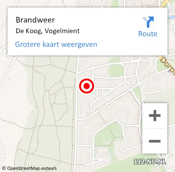 Locatie op kaart van de 112 melding: Brandweer De Koog, Vogelmient op 5 oktober 2014 02:47