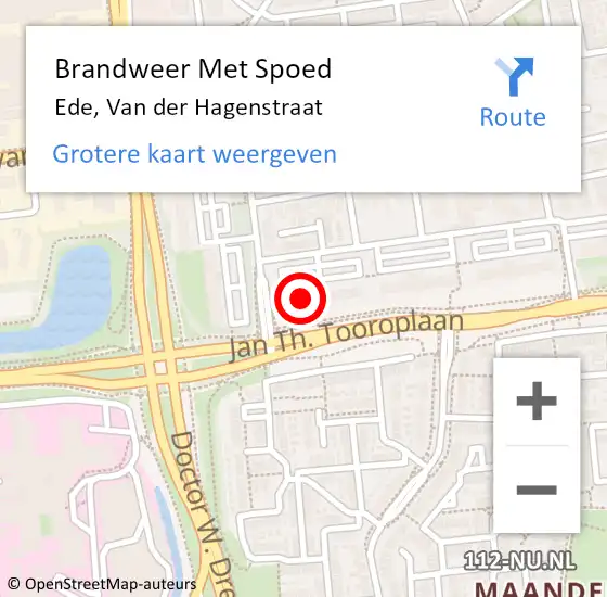 Locatie op kaart van de 112 melding: Brandweer Met Spoed Naar Ede, Van der Hagenstraat op 8 mei 2024 00:19