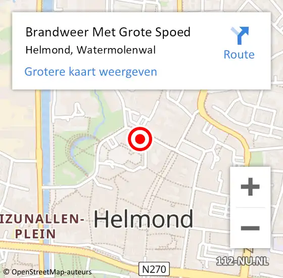 Locatie op kaart van de 112 melding: Brandweer Met Grote Spoed Naar Helmond, Watermolenwal op 8 mei 2024 00:19