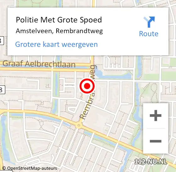 Locatie op kaart van de 112 melding: Politie Met Grote Spoed Naar Amstelveen, Rembrandtweg op 8 mei 2024 00:33